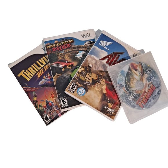 Sega Wii Sea Bass Monster Truck Mayhem Thrillville Honda ATV Fever Game Lot x 4
